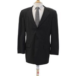 Loro Piana Mens Three Button Wide Lapel Blazer Jacket Black Wool Size 42